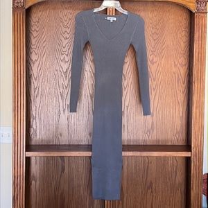 Jennifer Lopez fitted gray jersey knit body hugging dress Sz S